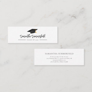 Graduation Cap Modern Script Name Calling Mini Business Card