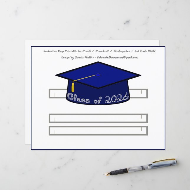 Graduation Cap Navy Blue Party Hat 2026 Silver (Front/Back In Situ)