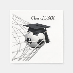 Graduation Cap on a Soccer Ball Napkin