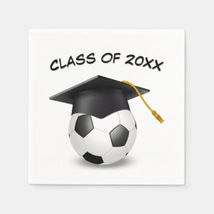 Graduation Cap on a Soccer Ball Napkin
