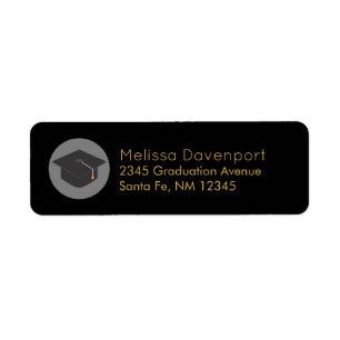 Graduation Cap on Black Background Gold Lettering