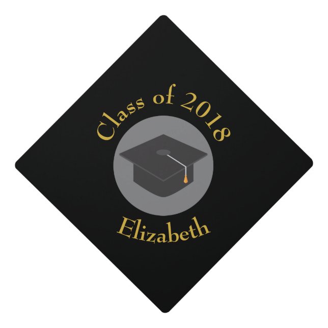 Graduation Cap on Black Class of 20xx Custom (Front)