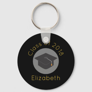 Graduation Cap on Black Class of 20xx Keychain