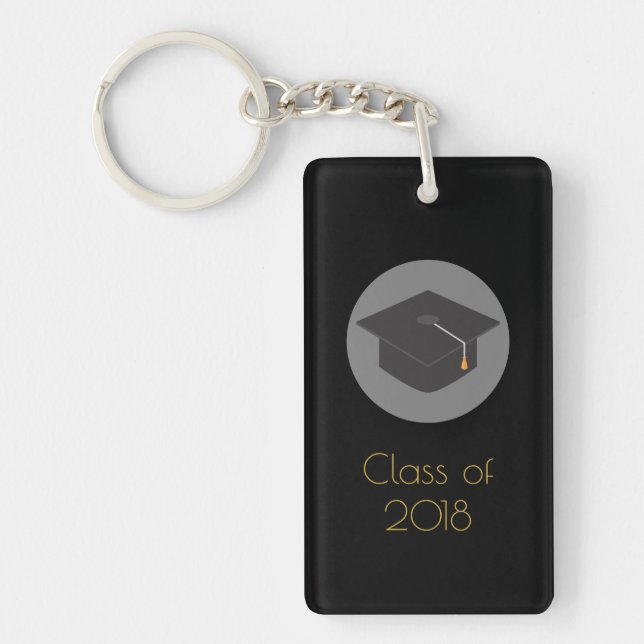 Graduation Cap on Black Class of 20xx Keychain (Front)