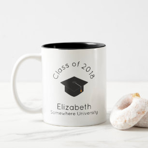 Graduation Cap on Black Class of 20xx Two-Tone Coffee Mug