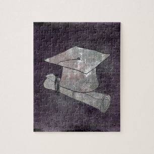 Graduation Cap on Vintage Paper with Writing Jigsaw Puzzle