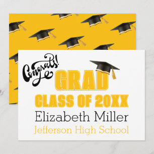 Graduation Cap Pattern Celebration Card in Orange