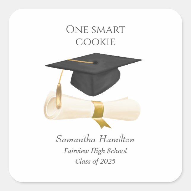 Graduation Cap Personalized Square Sticker (Front)