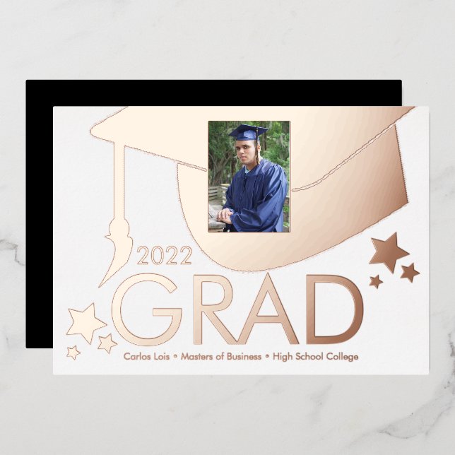 Graduation Cap  Photo Pressed  Foil Announcement (Front/Back)