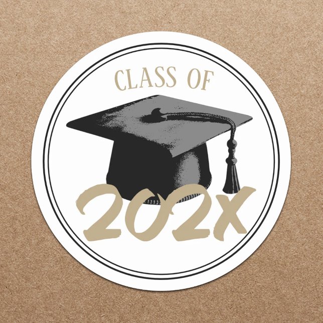 Graduation Cap Plain Class of 2024  Classic Round Sticker (Creator Uploaded)