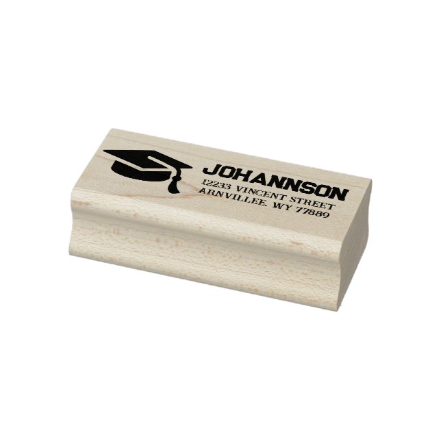Graduation Cap Return Address Rubber Stamp (Stamp)