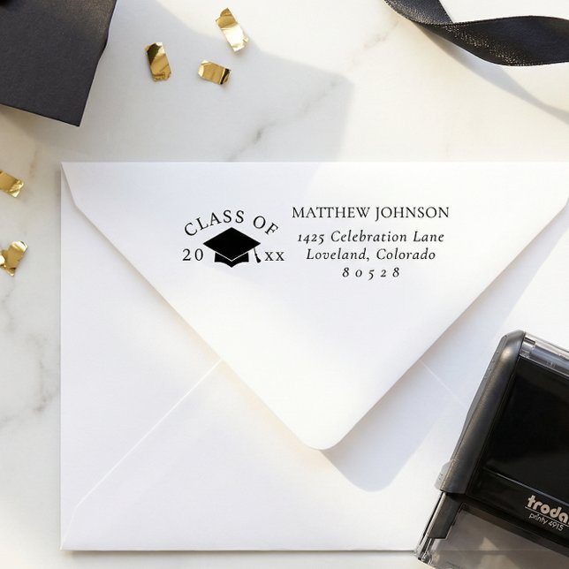 Graduation Cap Return Address Self-inking Stamp (Creator Uploaded)