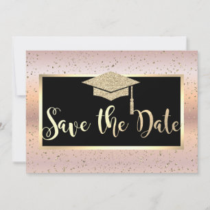 Graduation Cap,Rose Gold Graduation Save The Date