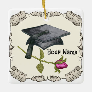 Graduation Cap Rose ornament
