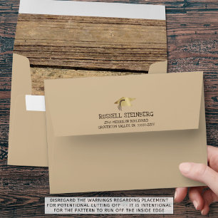Graduation Cap Rustic Country Wood Hand Printed Envelope