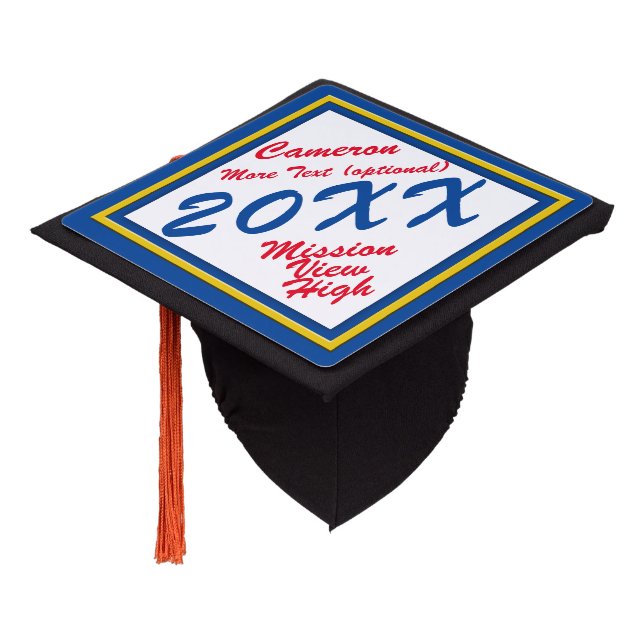 Graduation Cap School Colours (Angled)