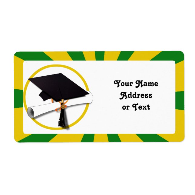 Graduation Cap - School Colours Gold and Green (Front)