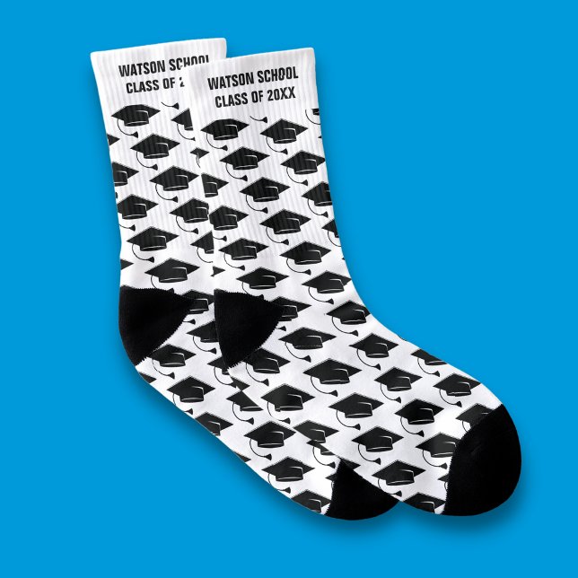 Graduation Cap School Name Class of Personalized Socks (Creator Uploaded)