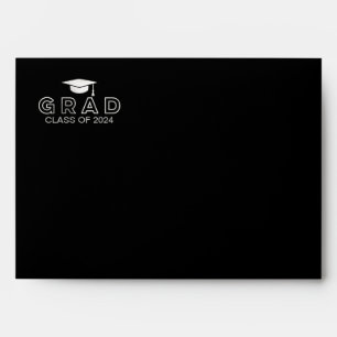 Graduation Cap Silver Foil & Black Elegant Grad Envelopes