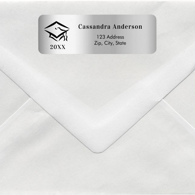 Graduation cap silver return address (Creator Uploaded)