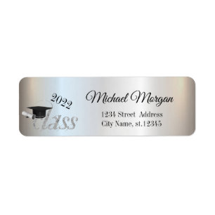 Graduation Cap Silver Return Address Label