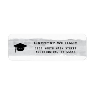 Graduation Cap Silver Watercolor Return Address