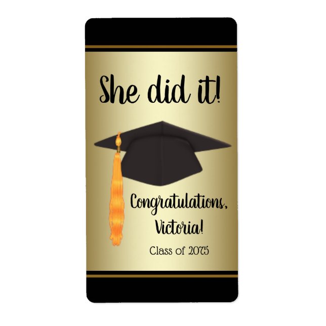Graduation Cap Sticker and Bottle Labels (Front)