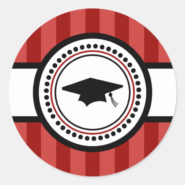 Graduation Cap Stripes Label (Maroon) (Front)