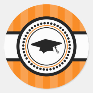 Graduation Cap Stripes Label (Orange)
