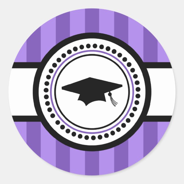 Graduation Cap Stripes Label (Purple) (Front)