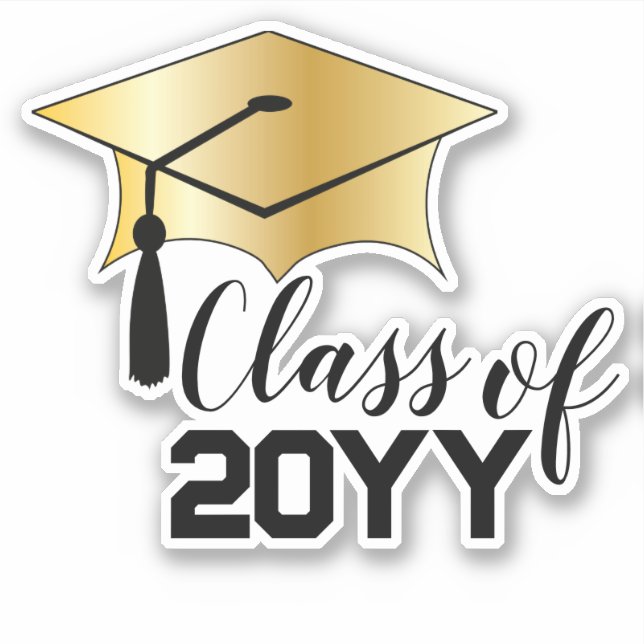 Graduation Cap - Tassel Black Gold Class Year (Front)