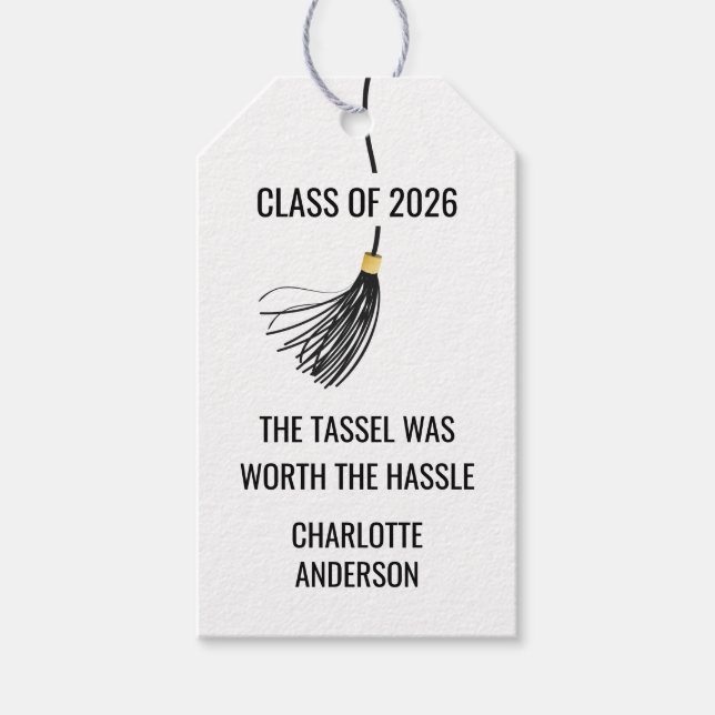 Graduation Cap Tassel Paper Gift Tags (Front)
