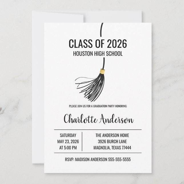 Graduation Cap Tassel Photo Invitation (Front)