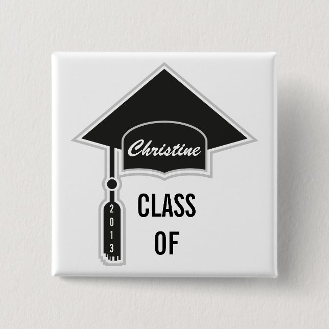 Graduation Cap Template 2 Inch Square Button (Front)