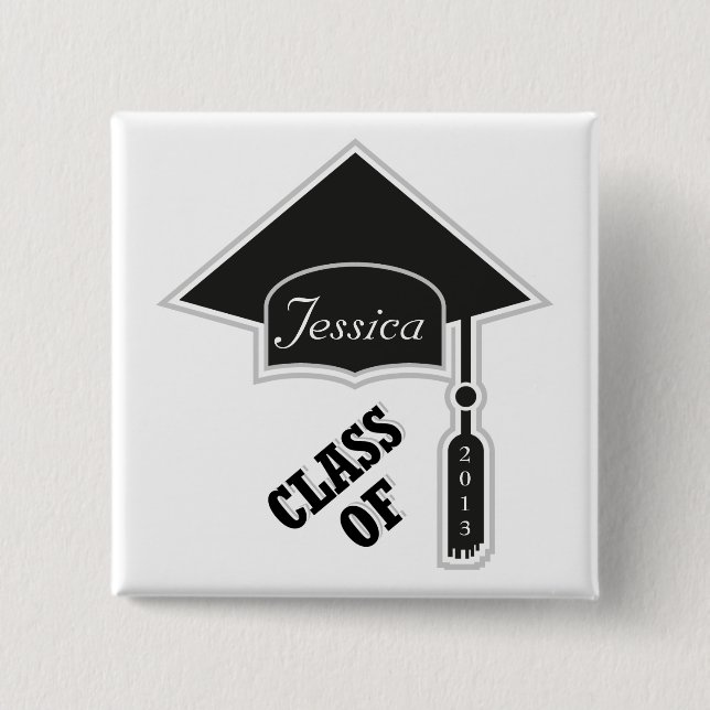 Graduation Cap Template 2 Inch Square Button (Front)
