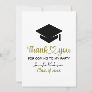 Graduation Cap Thank You For Coming To My Party Card