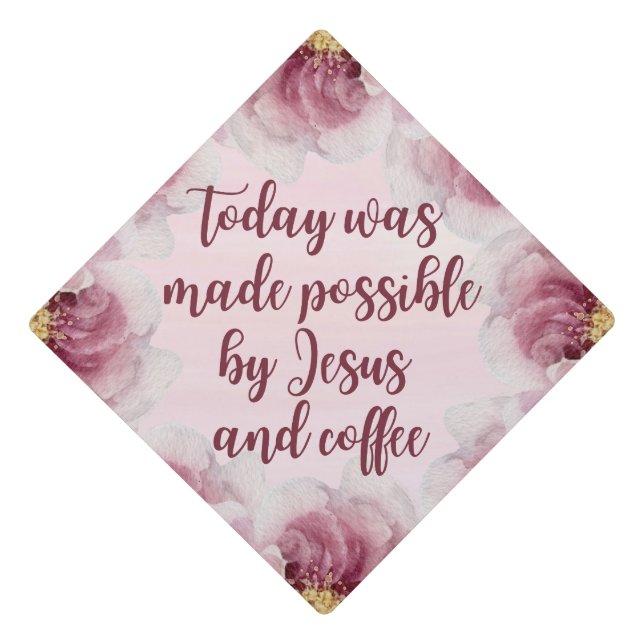 Graduation Cap Topper - Jesus and Coffee (Front)