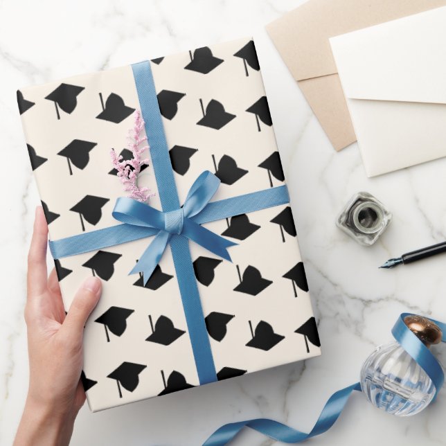 Graduation cap topper pattern light cream cute wrapping paper (Gifting)