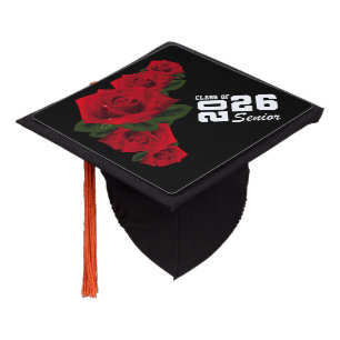 Graduation Cap Topper Red Roses