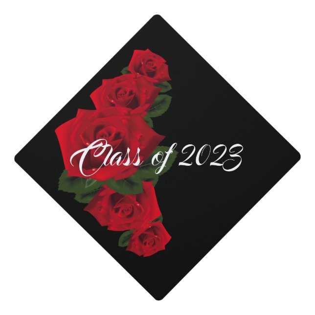 Graduation Cap Topper Red Roses (Front)