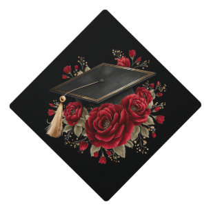 Graduation Cap Topper Red Roses