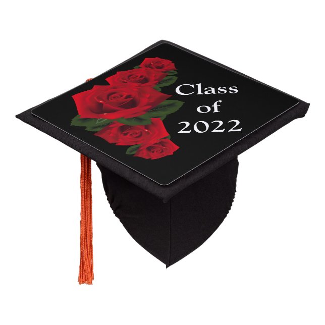 Graduation Cap Topper Red Roses (Angled)