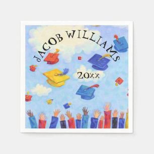 Graduation Cap Toss Add Name and Year Napkin