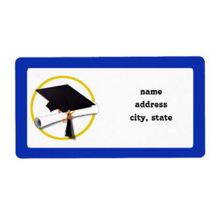 Graduation Cap w/Diploma - Dark Blue Background