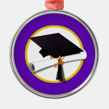 Graduation Cap w/Diploma - Purple Background