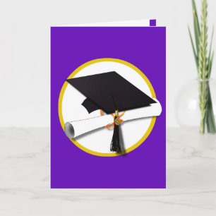 Graduation Cap w/Diploma - Purple Card