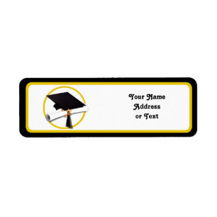 Graduation Cap with Diploma and Gold Circle
