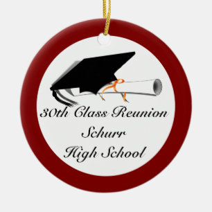 Graduation Cap With Diploma - High School Reunion Ceramic Ornament