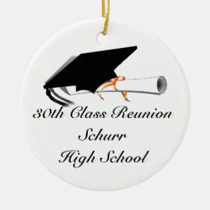 Graduation Cap With Diploma - High School Reunion Ceramic Ornament