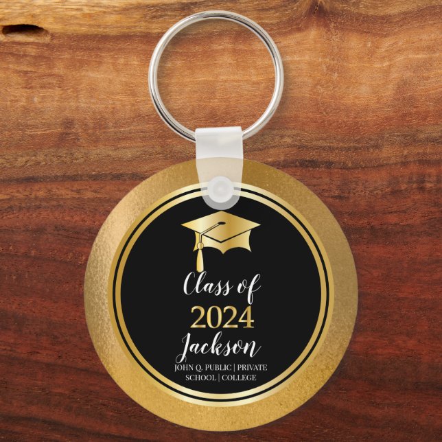 Graduation Cap with Tassel Class of 2024 Keychain (Front)
